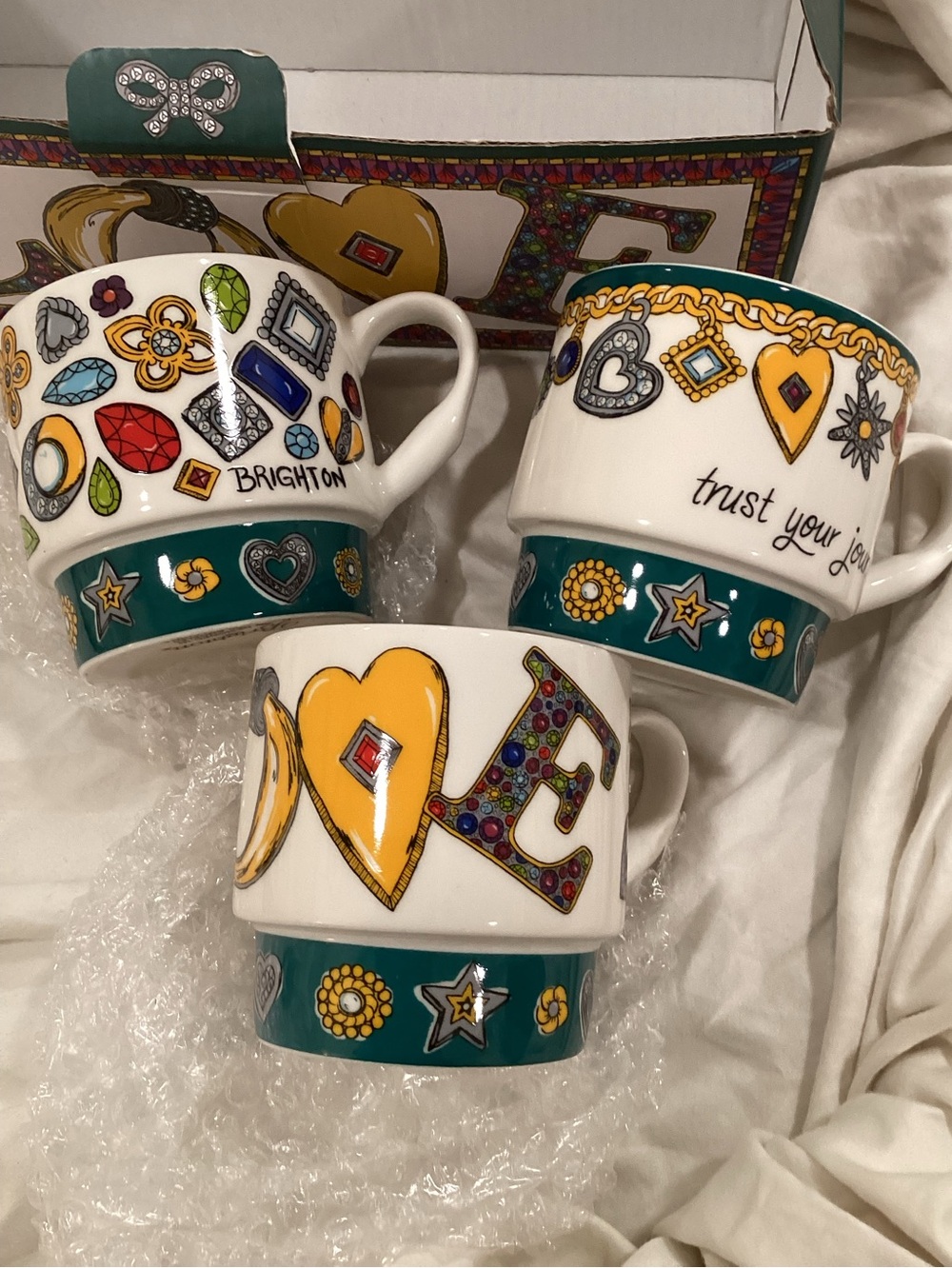 Brighton 'Love' Mugs Discontinued “All you need is Love” Series  Mugs - Set of 3